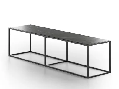 Tavolino Panca Minimal con top in pietra Gray Stone e base in metallo di Doimo Salotti