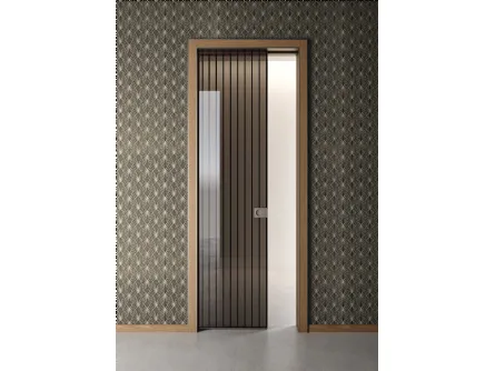 Porta per interni Ri Trait 8b a Scomparsa con traversini alluminio di Albed