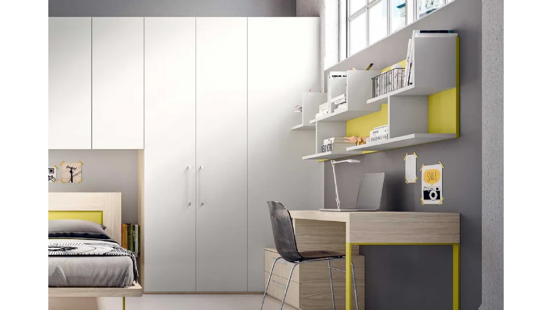 Armadio a ponte con ante battenti in laccato Bianco opaco Corner di Clever