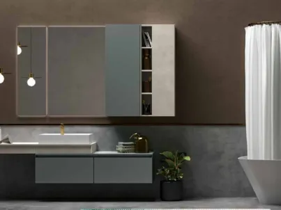 Mobile da Bagno sospeso in laccato carta da zucchero e top in laccato effetto resina 45 01 di Birex