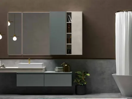 Mobile da Bagno sospeso in laccato carta da zucchero e top in laccato effetto resina 45 01 di Birex