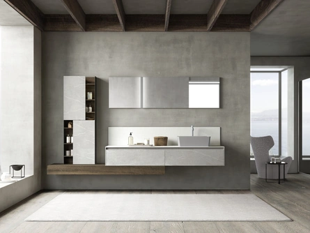 Mobile da Bagno sospeso M2 System 222 in melaminico Pietra Piasentina di Baxar