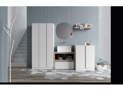 Mobile da Lavanderia in melaminico bianco e lavabo  in ceramica Idrobox 10 di Birex