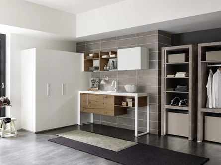 Mobile da lavanderia Laundry System C01 in melaminico e laccato bianco di Baxar