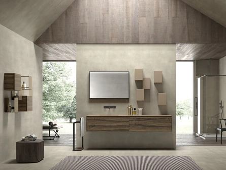 Mobile da Bagno sospeso M2 System 223 in melaminico Noce di Baxar