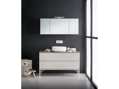 Mobile da Bagno a terra in laccato e metallo con top in marmo Unsui Memento 06 di Birex