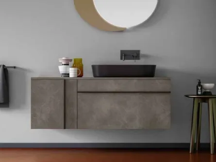 Mobile da Bagno moderno sospeso in laccato opaco effetto resina Sidero 06 di Birex