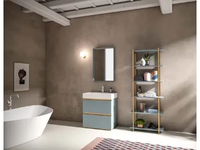 Mobile da Bagno a terra in laccato e alluminio con top in Corian Sidero 11 di Birex