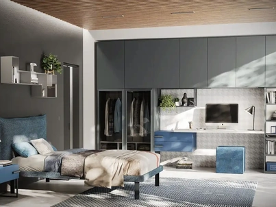 Cameretta con armadio a ponte Y108 di Moretti Compact Camerette