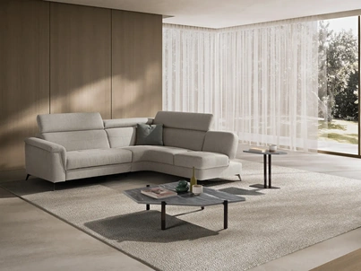 Divano relax angolare in tessuto con poggiatesta reclinabili Loren di Max Divani