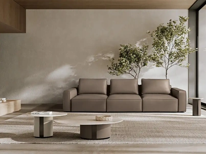 Divano lineare in pelle Raja di Max Divani