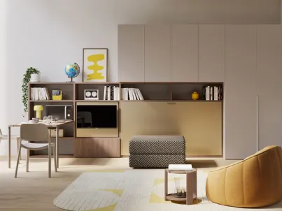 Letto singolo a scomparsa in laccato opaco Nikai 02 di Clever