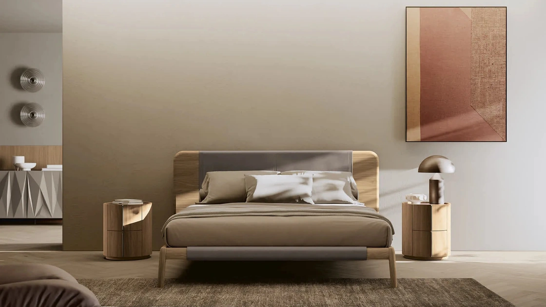Letto Arden Soft con rivestimento parziale in tessuto di Febal Casa