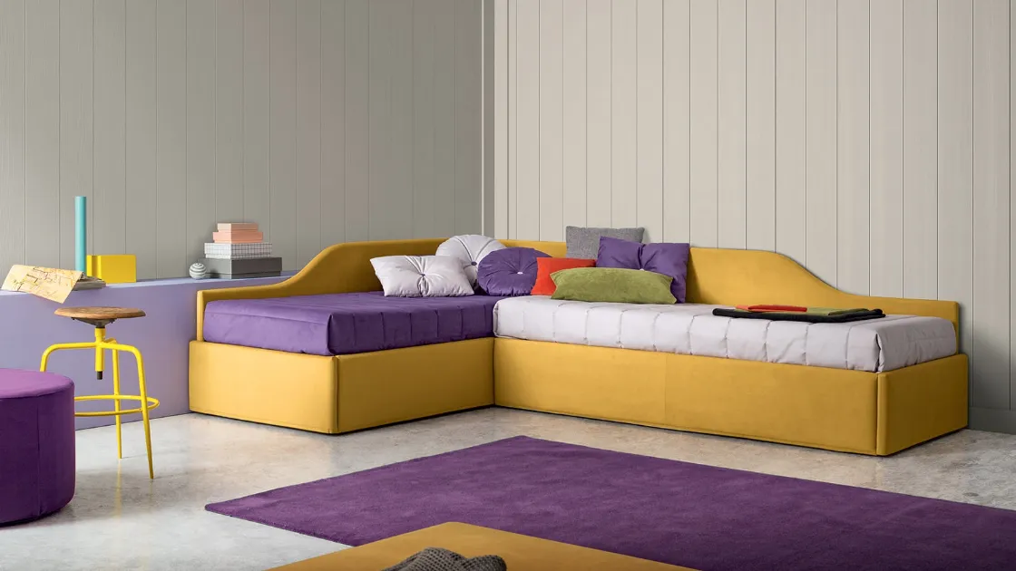 Letto singolo in tessuto Erik di Felis