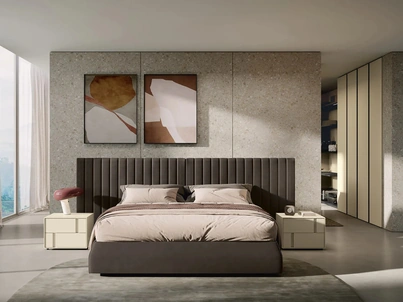 Letto con grande testiera trapuntata Softcase Royal di Febal Casa