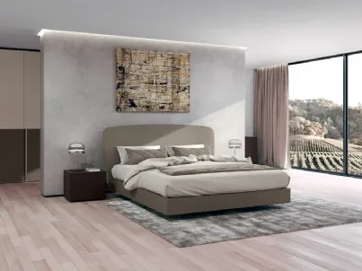 Letto matrimoniale in laccato Cappuccino con testiera Marcel di Febal