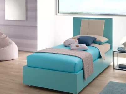 Letto in laccato con testiera imbottita in ecopelle SC115 di Moretti Compact