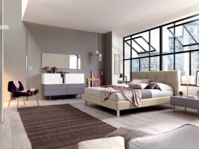 Letto in ecopelle con testiera trapuntata NC107 di Moretti Compact