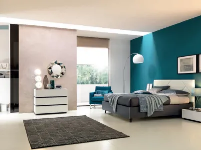 Letto con testiera in ecopelle Bianco Artico NC115 Moretti Compact