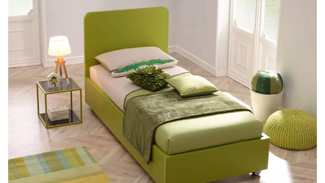 Letto singolo in laccato Bosco con testiera Fillet SC118 Moretti Compact