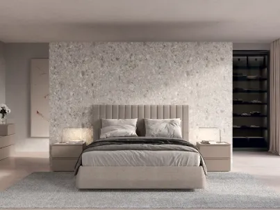 Letto in tessuto con testiera imbottita con cuciture in tinta Softcase di Febal