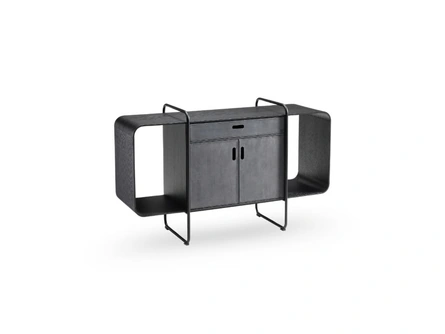 Madia Apelle con struttura in metallo e ante rivestite in pelle di Midj