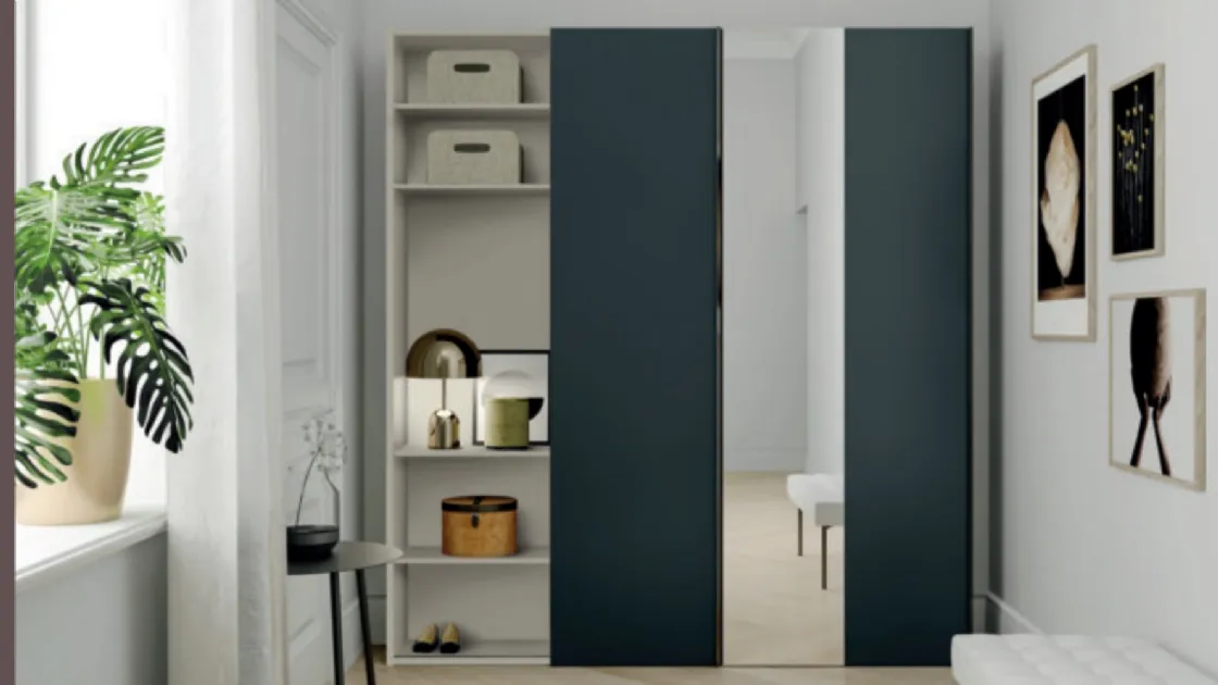 Mobile ingresso con mensole in laccato opaco Skap 03 di Birex