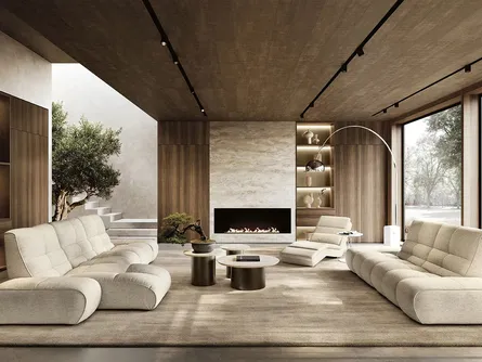 Salotto con penisola Melrose di Febal Casa