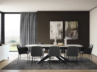 Tavolo con piano in marmo e base in metallo Bliss di Febal