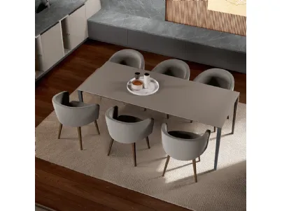 Tavolo allungabile con struttura in metallo Nero opaco e piano in Fenix Grigio Londra Boston di Febal