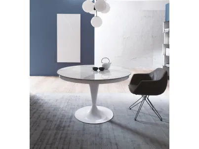 Tavolo rotondo allungabile in marble glass Eclipse di Ozzio