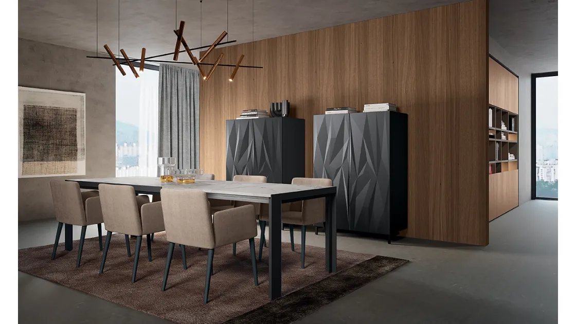 Tavolo allungabile con top in marmo e base in metallo Tudor di Febal