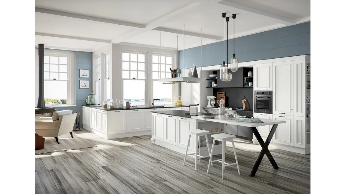 Cucina Classica angolare in laccato bianco opaco Romantica 02 di Febal