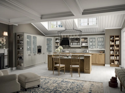 Cucina Classica angolare con isola Gala Composizione 01 in legno di Febal Casa