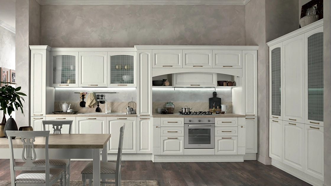 Cucina Classica lineare in legno laccato Gala Composizione 02 di Febal Casa