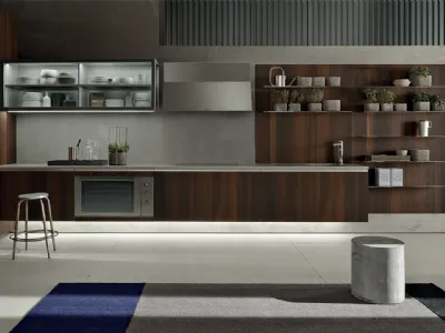 Cucina Design lineare Icon 03 in rovere termotrattato liscio di Ernestomeda