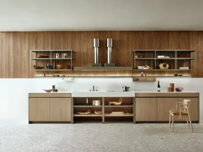 Cucina Design lineare KLab 04 in rovere nordic di Ernestomeda