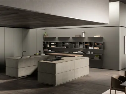 Cucina Design Obliqua 02 in Biomalta Grigio Siliceo di Ernestomeda