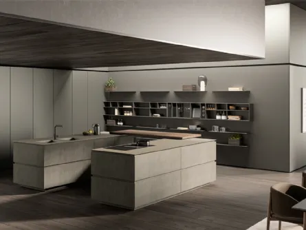 Cucina Design Obliqua 02 in Biomalta Grigio Siliceo di Ernestomeda