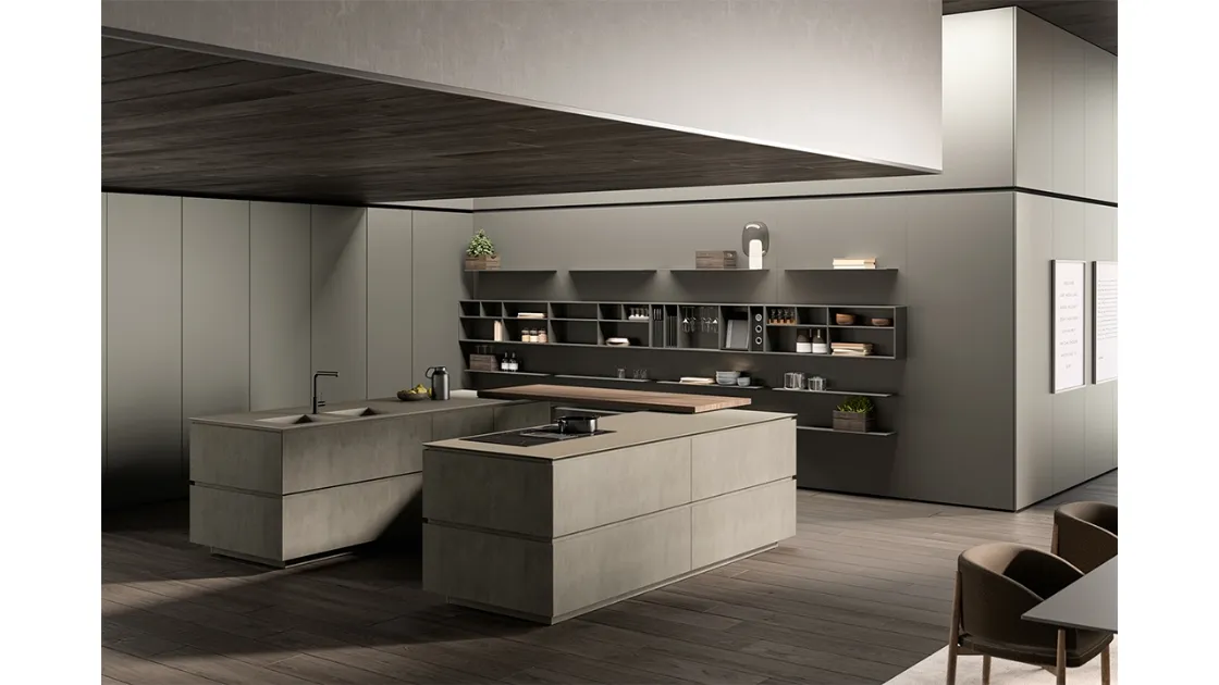 Cucina Design Obliqua 02 in Biomalta Grigio Siliceo di Ernestomeda