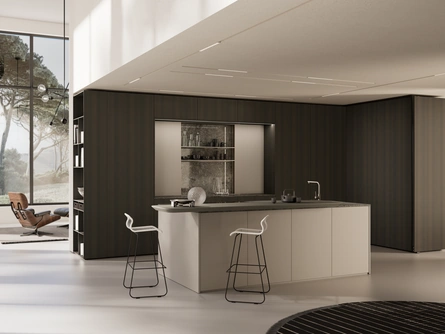 Cucina Design in melaminico con isola in laccato One 04 di Ernestomeda