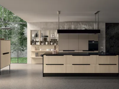 Cucina Moderna con isola in legno di rovere Chantal di Febal