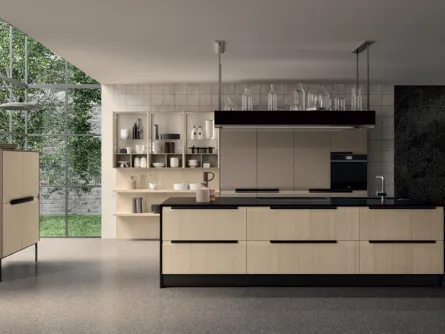 Cucina Moderna con isola in legno di rovere Chantal di Febal