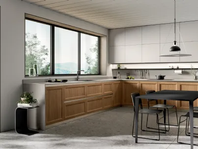Cucina Moderna angolare in legno e laccato opaco Class Line 02 di Febal