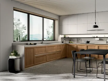 Cucina Moderna angolare in legno e laccato opaco Class Line 02 di Febal
