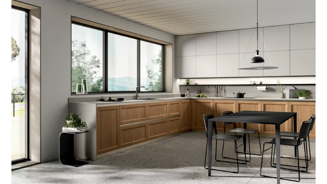 Cucina Moderna angolare in legno e laccato opaco Class Line 02 di Febal