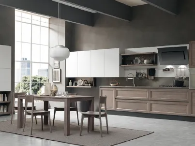 Cucina Moderna lineare in legno e laccato bianco Class Line 04 di Febal