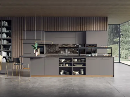 Cucina Moderna con isola in laccato opaco Modula 01 di Febal Casa