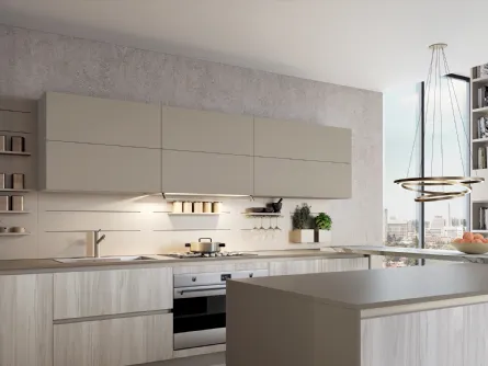 Cucina Moderna lineare in laminato e laccato opaco Modula Line di Febal