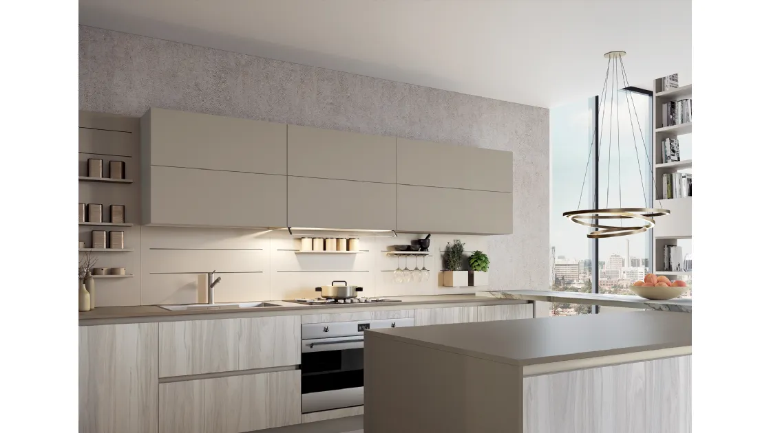 Cucina Moderna lineare in laminato e laccato opaco Modula Line di Febal